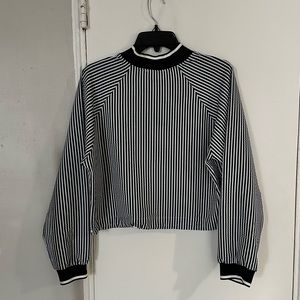 Bodyform New with tags Cropped Blue and White Striped Jacket with Zipper Close